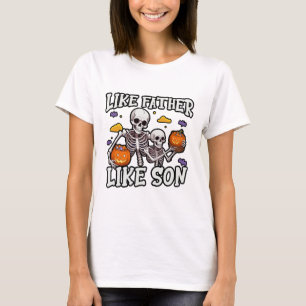 Skeleton Father Son Matching Halloween Costume T-Shirt
