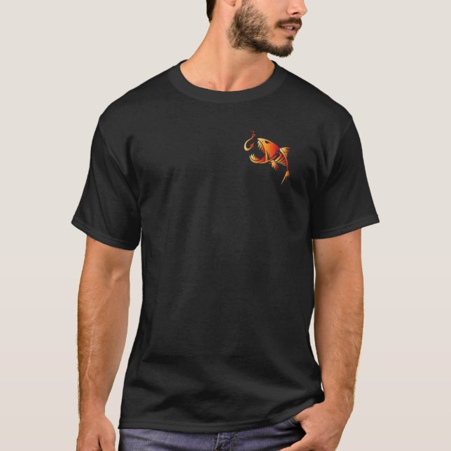 Skeleton Fish Hook Fishing  Orange T-Shirt (Front)