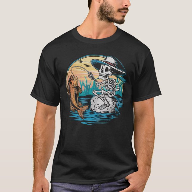 Skeleton fisherman halloween T-Shirt (Front)