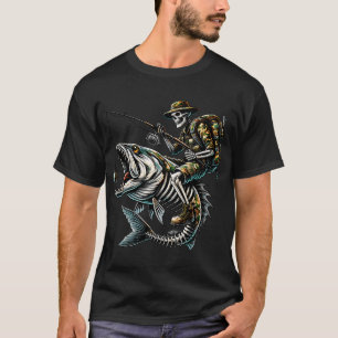 Skeleton Fisherman Riding Giant Fish â€“ Hardcore  T-Shirt