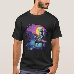 Skeleton Fishing Bass Fisher Skeleton Halloween T-Shirt