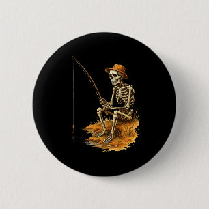 Skeleton Fishing Funny Halloween Costume Men Women 6 Cm Round Badge