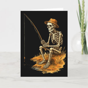 Skeleton Fishing Funny Halloween Costume Men Women Card