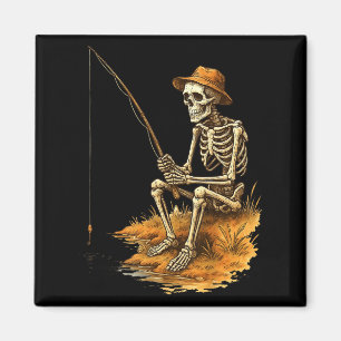 Skeleton Fishing Funny Halloween Costume Men Women Magnet