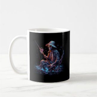 Skeleton Fishing Halloween Bass Fisher Skeleton Coffee Mug