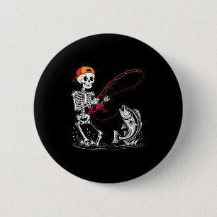Skeleton Fishing Halloween Costume Funny Fishing B 6 Cm Round Badge