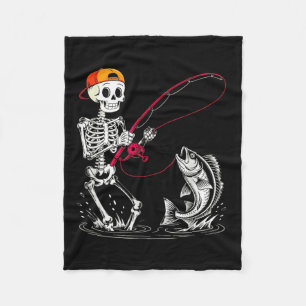Skeleton Fishing Halloween Costume Funny Fishing B Fleece Blanket