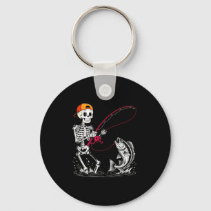 Skeleton Fishing Halloween Costume Funny Fishing B Key Ring