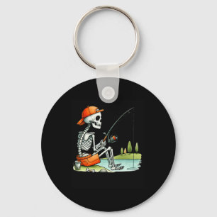 Skeleton Fishing Halloween Costume Funny Fishing B Key Ring