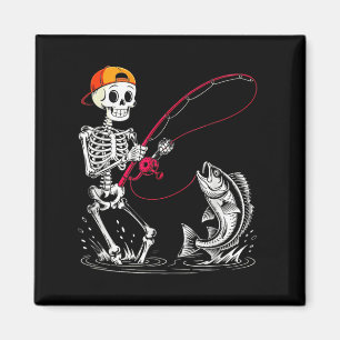Skeleton Fishing Halloween Costume Funny Fishing B Magnet