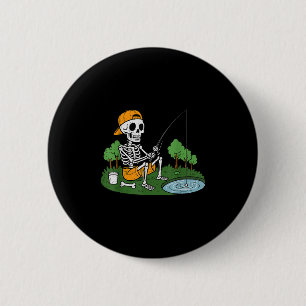 Skeleton Fishing Halloween Soky Fisherman Fish Men 6 Cm Round Badge