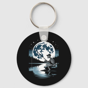 Skeleton Fishing Halloween Spooky Fisherman Under Key Ring