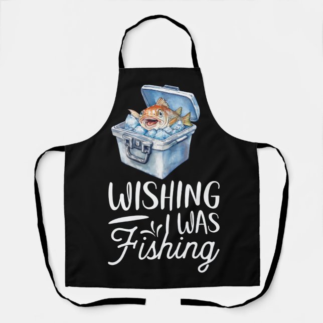 Skeleton fishing themed apron (Front)
