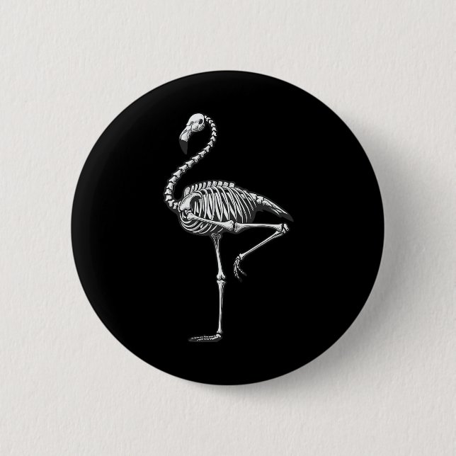 Skeleton Flamingo Halloween  6 Cm Round Badge (Front)