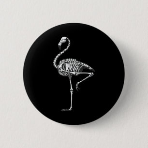 Skeleton Flamingo Halloween  6 Cm Round Badge