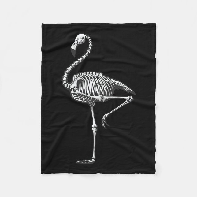 Skeleton Flamingo Halloween  Fleece Blanket (Front)
