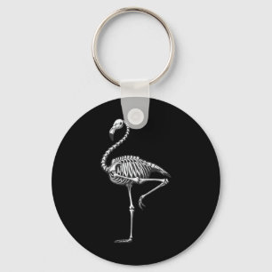 Skeleton Flamingo Halloween Key Ring