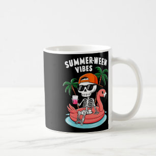 Skeleton Flamingo Summerween Vibes Halloween Boys Coffee Mug