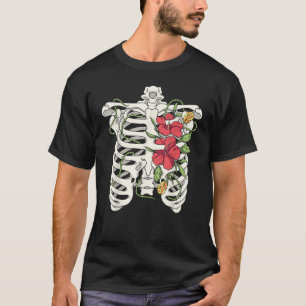Skeleton Flowers Rib Cage X Ray Floral Ribcage Tor T-Shirt