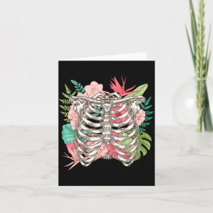 Skeleton Flowers Rib Cage X-ray Funny Halloween Card