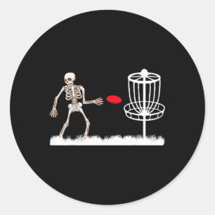 Skeleton Flying Disc Golf Frisbee Golfer Ghost Hal Classic Round Sticker