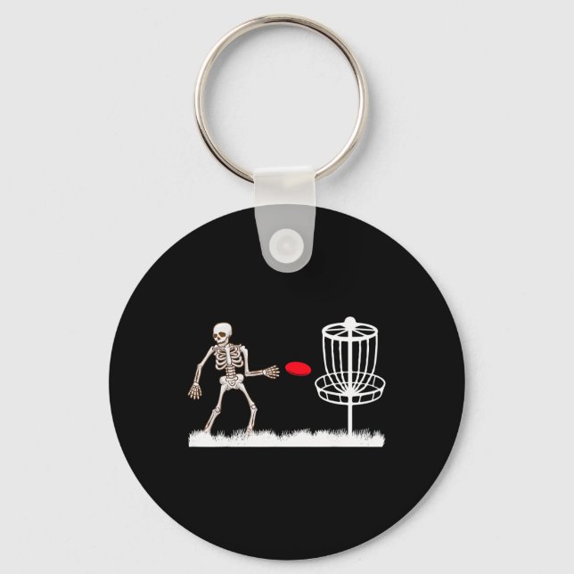 Skeleton Flying Disc Golf Frisbee Golfer Ghost Hal Key Ring (Front)