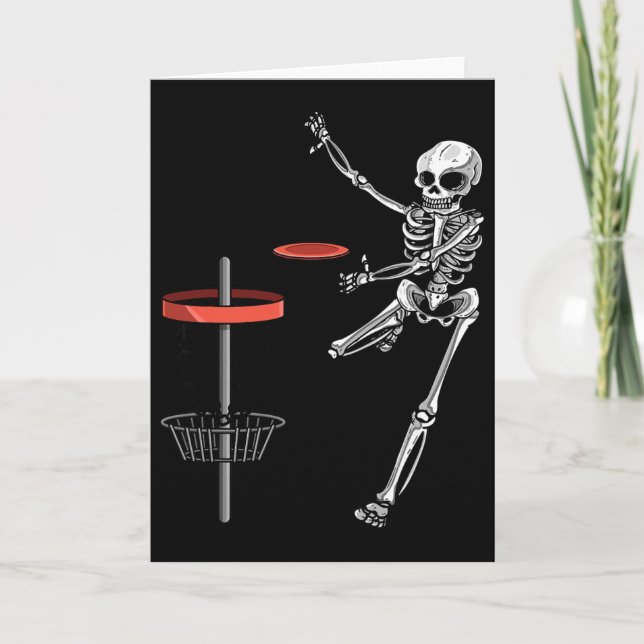 Skeleton Flying Disc Golf Halloween Frisbee Easy D Card (Front)