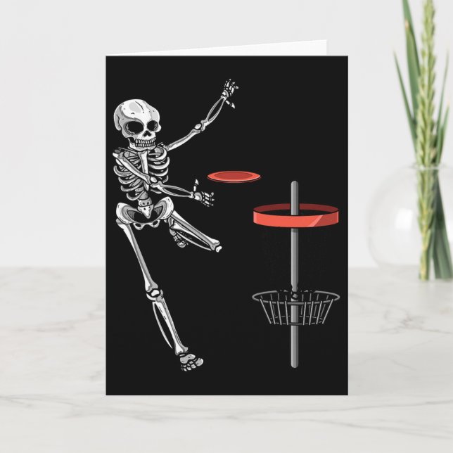 Skeleton Flying Disc Golf Halloween Frisbee Easy D Card (Front)