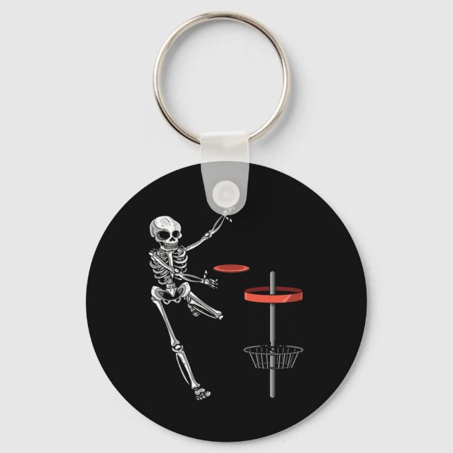 Skeleton Flying Disc Golf Halloween Frisbee Easy D Key Ring (Front)