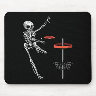 Skeleton Flying Disc Golf Halloween Frisbee Easy D Mouse Pad