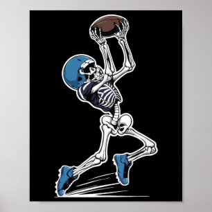 Skeleton Football Halloween Men Boys Women Footbal Poster