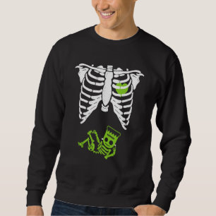 Skeleton Frankenstein Baby Retro Halloween Trick O Sweatshirt