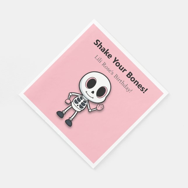 Skeleton Fun | Halloween Birthday Party Napkin (Corner)