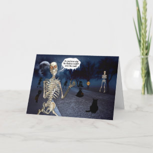 Skeleton Funny Joke Trick or Treat Halloween Card