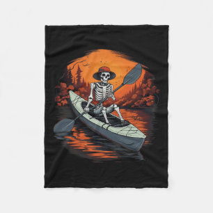 Skeleton Funny Kayaking Canoeing Halloween Kayaker Fleece Blanket