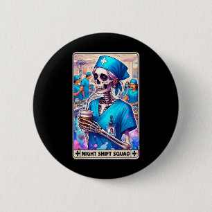 Skeleton Funny Tarot Card Night Shift Squad Hallow 6 Cm Round Badge