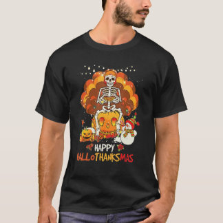 Skeleton Game Happy Hallothanksmas Video Game Fall T-Shirt