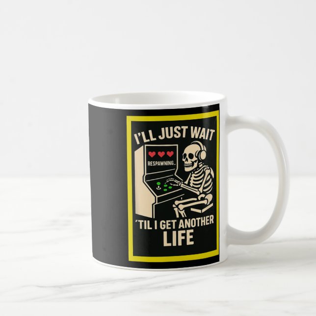 Skeleton Gamer Arcade Design – Funny Retro Gaming  Coffee Mug (Right)