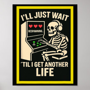 Skeleton Gamer Arcade Design – Funny Retro Gaming  Poster