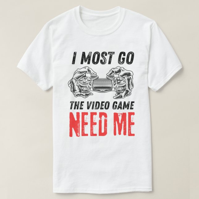Skeleton Gamer Controller Need Me Design T-Shirt (Design Front)