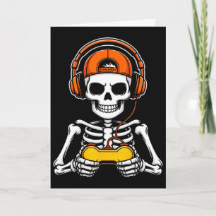 Skeleton Gamer Funny Halloween Gaming Controller S Card