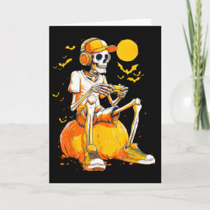 Skeleton Gamer Funny Video Gaming Halloween Boys M Card
