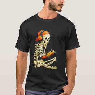 Skeleton Gamer Halloween Video Game for Boys Men K T-Shirt