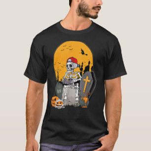 Skeleton Gamer Video Game Boys Gravestone Hallowee T-Shirt
