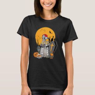 Skeleton Gamer Video Game Boys Gravestone Hallowee T-Shirt