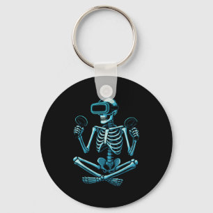 Skeleton Gamer Vr Headset Funny Halloween Gaming Key Ring