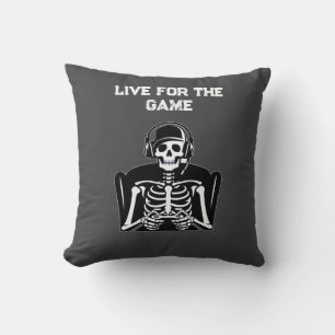 Skeleton Gamer with Headset – Cool Gaming Cushion