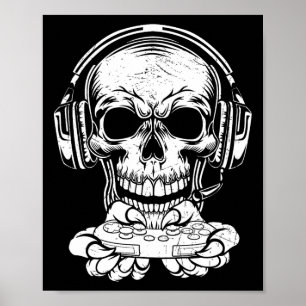 Skeleton Gaming Spooky Clothing Video Game Fan  Poster