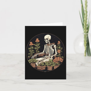 Skeleton Gardener Plants Halloween Gardening Card