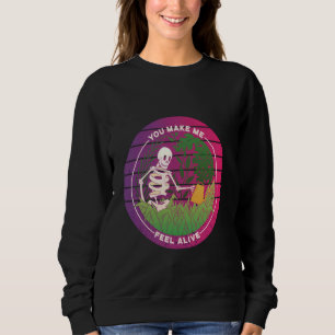 Skeleton Gardening Humourous Skeleton Watering Pla Sweatshirt
